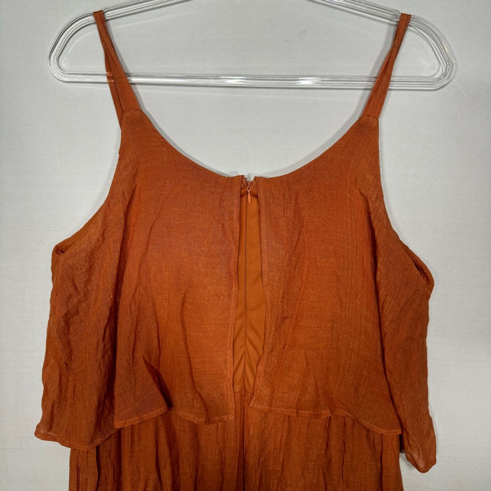 Naif Jumpsuit Womens XL Orange Layered Spaghetti Strap Wide Leg - Picture 8 of 8